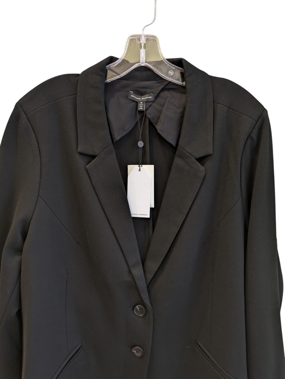 NEW Universal Standard Ponte Knit Blazer Medium 18 20 Black Two Button Career - Picture 2 of 9